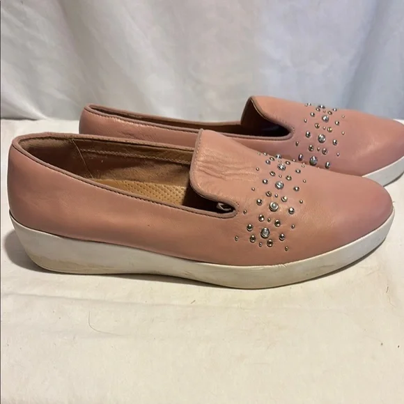 Women's Pink Slip-On Shoes with Studded Detail - Picture 2 of 6